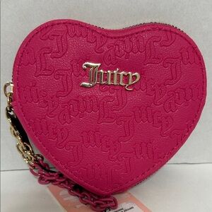 Juicy Couture Fuchsia Heart Zip Around Wristlet